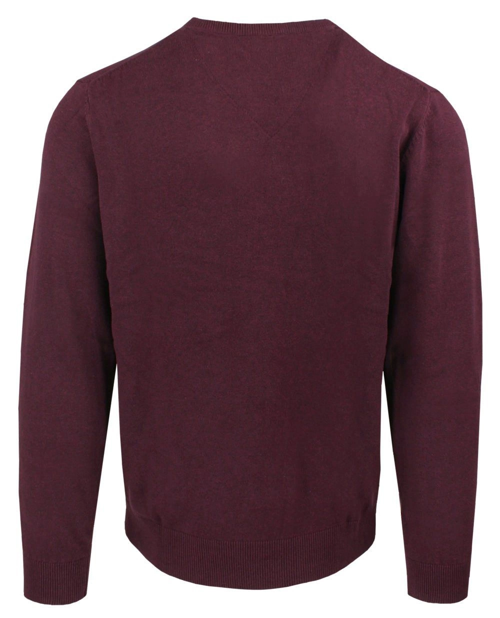 Męski, Bawełniany Sweter w Serek (V-neck) - Adriano Guinari - Bordo, Melanż