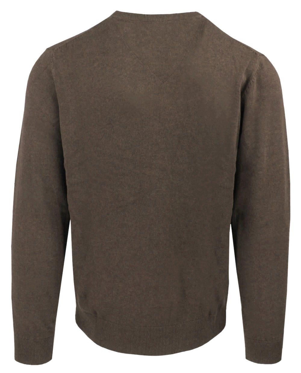 Męski, Bawełniany Sweter w Serek (V-neck) - Adriano Guinari - Brązowy