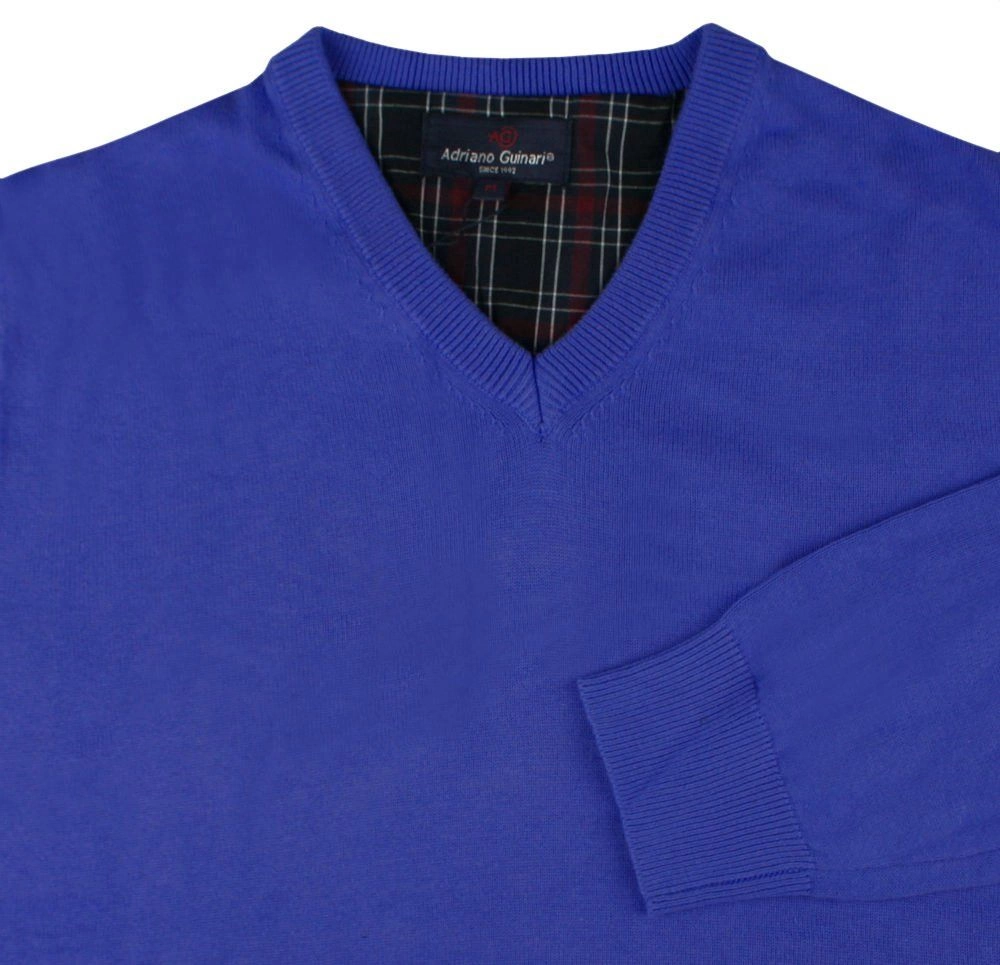 Męski, Bawełniany Sweter w Serek (V-neck) - Adriano Guinari - Charbowy