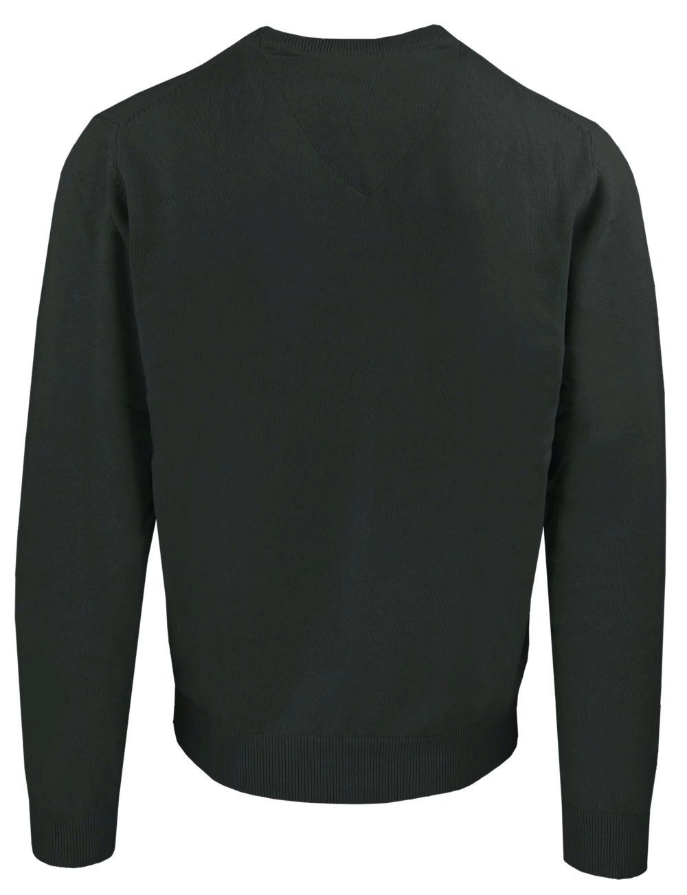 Męski, Bawełniany Sweter w Serek (V-neck) - Adriano Guinari - Ciemna Zieleń