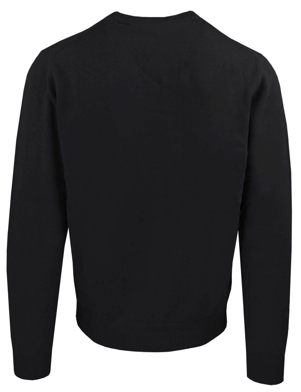 Męski, Bawełniany Sweter w Serek (V-neck) - Adriano Guinari - Czarny