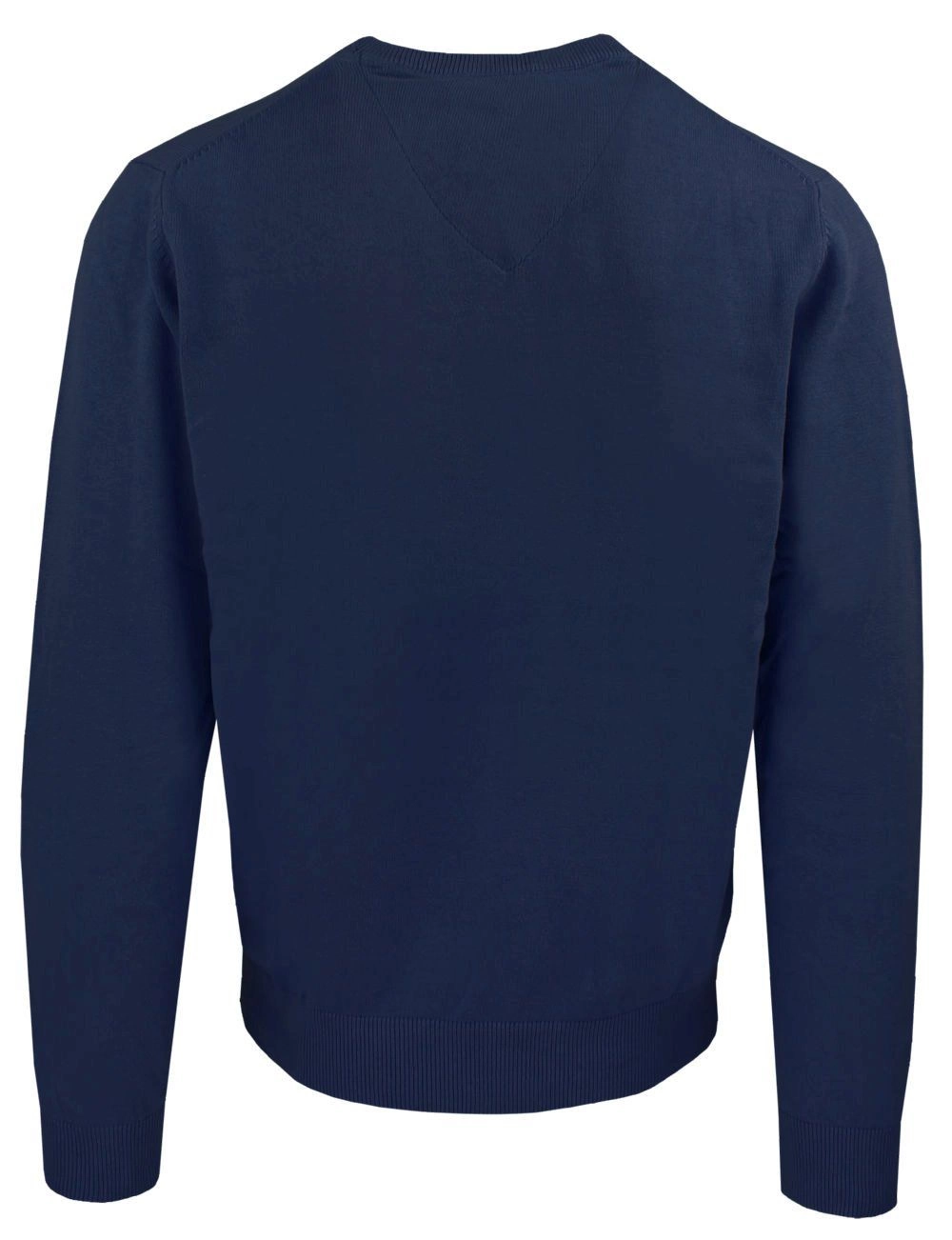 Męski, Bawełniany Sweter w Serek (V-neck) - Adriano Guinari - Granat