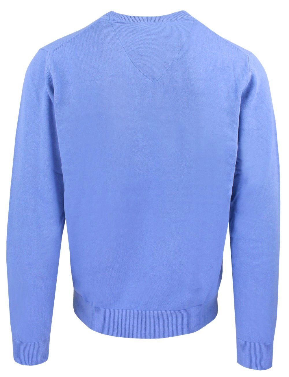 Męski, Bawełniany Sweter w Serek (V-neck) - Adriano Guinari - Niebieski