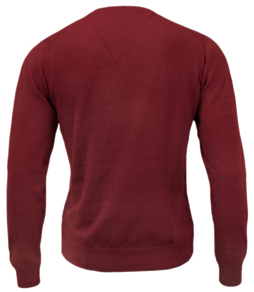 Męski Klasyczny Sweter w Serek (V-Neck) - Głęboka Czerwień
