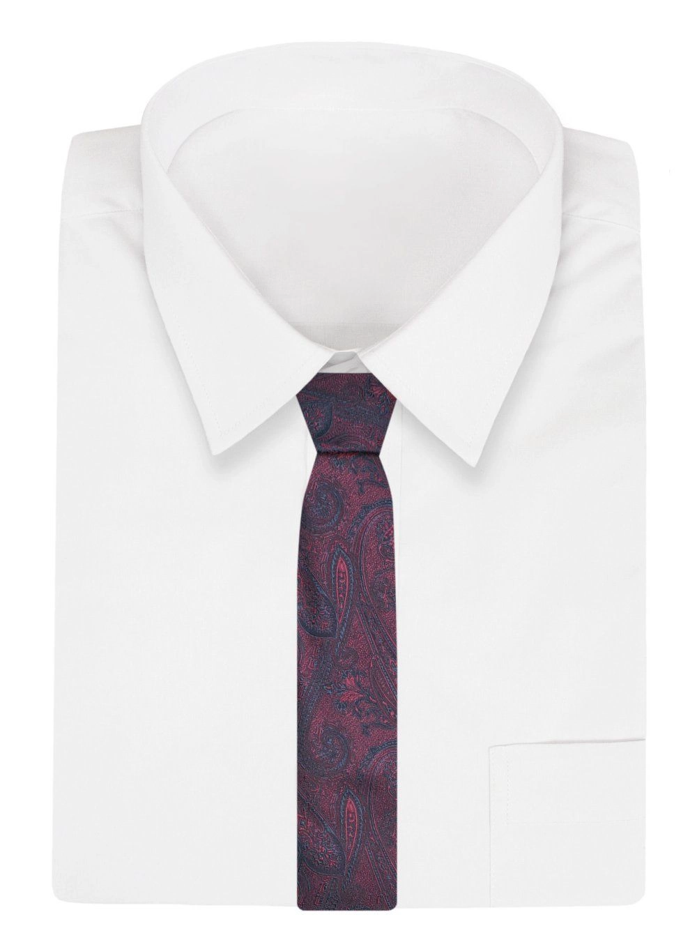 Męski Krawat - ALTIES - Klasyczny -  Bordo z Granatem