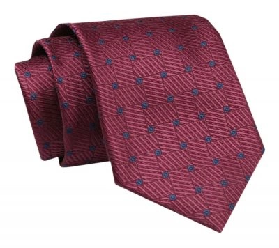 Męski Krawat - ALTIES - Klasyczny - Ciemnoczerwony, Geometryczny Motyw