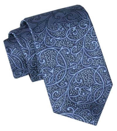 Męski Krawat - Alties - Orientalny Wzór, Kolor Niebieski
