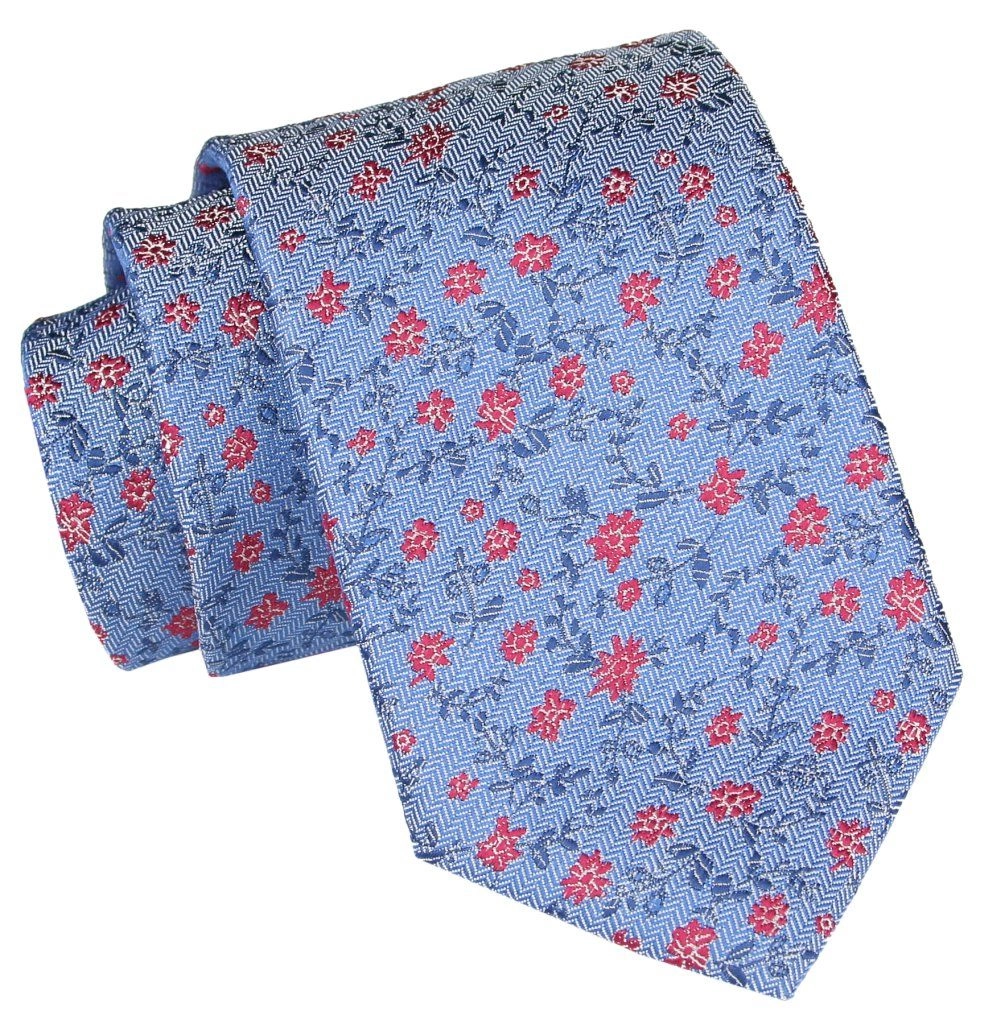 Męski Krawat Angelo di Monti - Drobne Kwiatki, Niebieski
