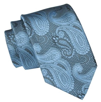 Męski Krawat Angelo di Monti - Niebieski, Paisley