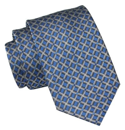 Męski Krawat Angelo di Monti - Niebieski w Kratkę