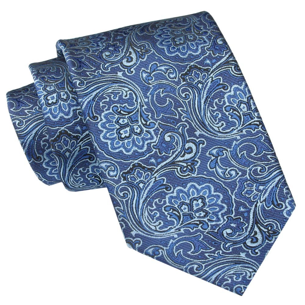Męski Krawat Angelo di Monti - Niebieski, Wzór Kwiatowy