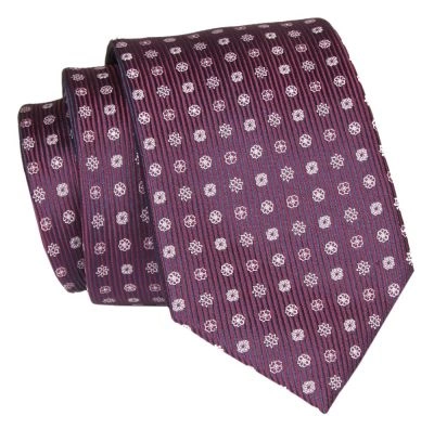 Męski Krawat - Bordo w Grochy - Angelo di Monti 