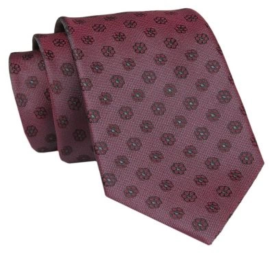 Męski Krawat - Bordowy w Grochy - Angelo di Monti 