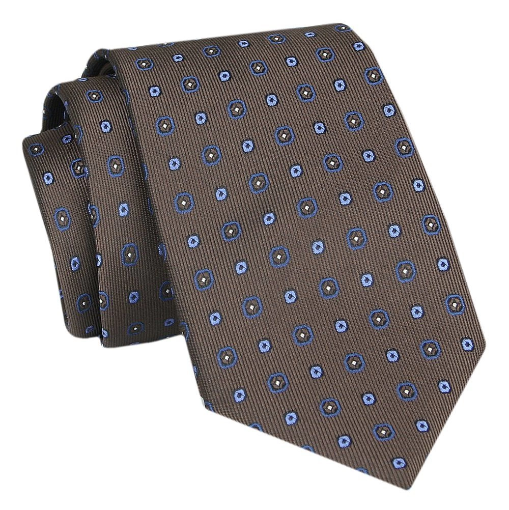 Męski Krawat - Brązowy w Grochy - Angelo di Monti 