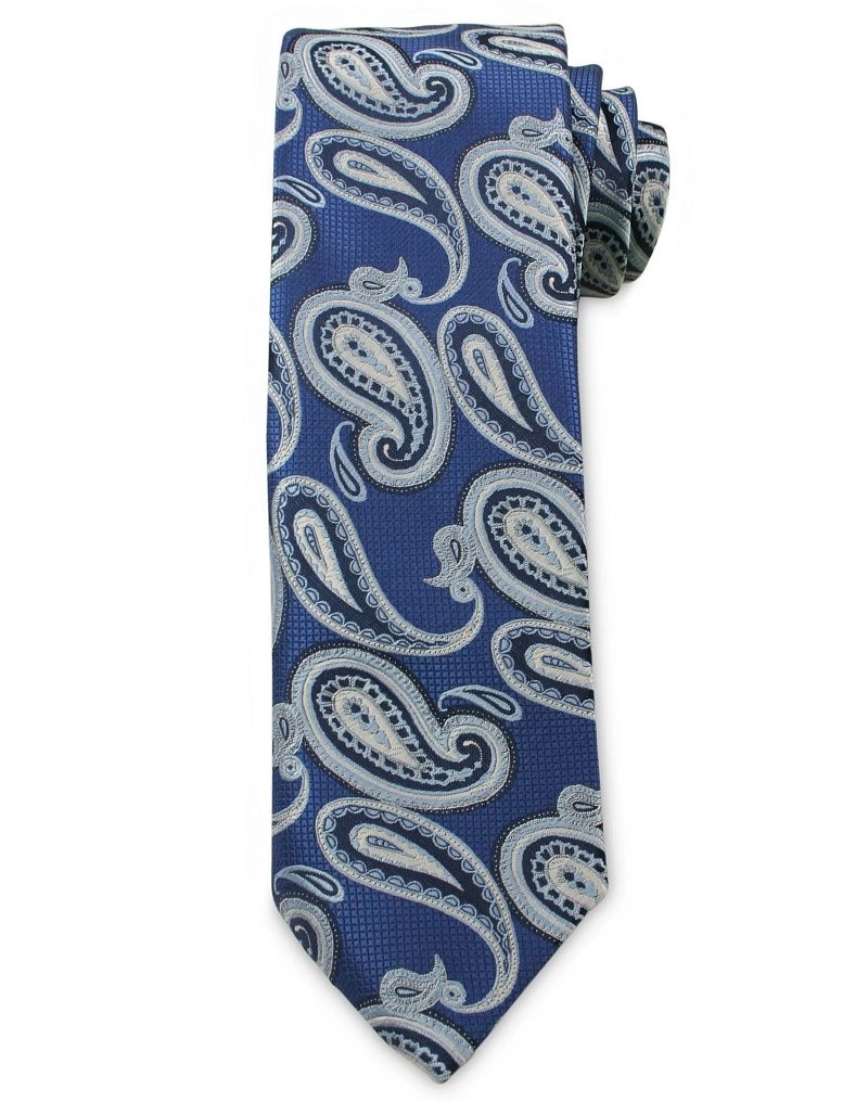 Męski Krawat Chattier - Odcienie Niebieskiego, Wzór Paisley