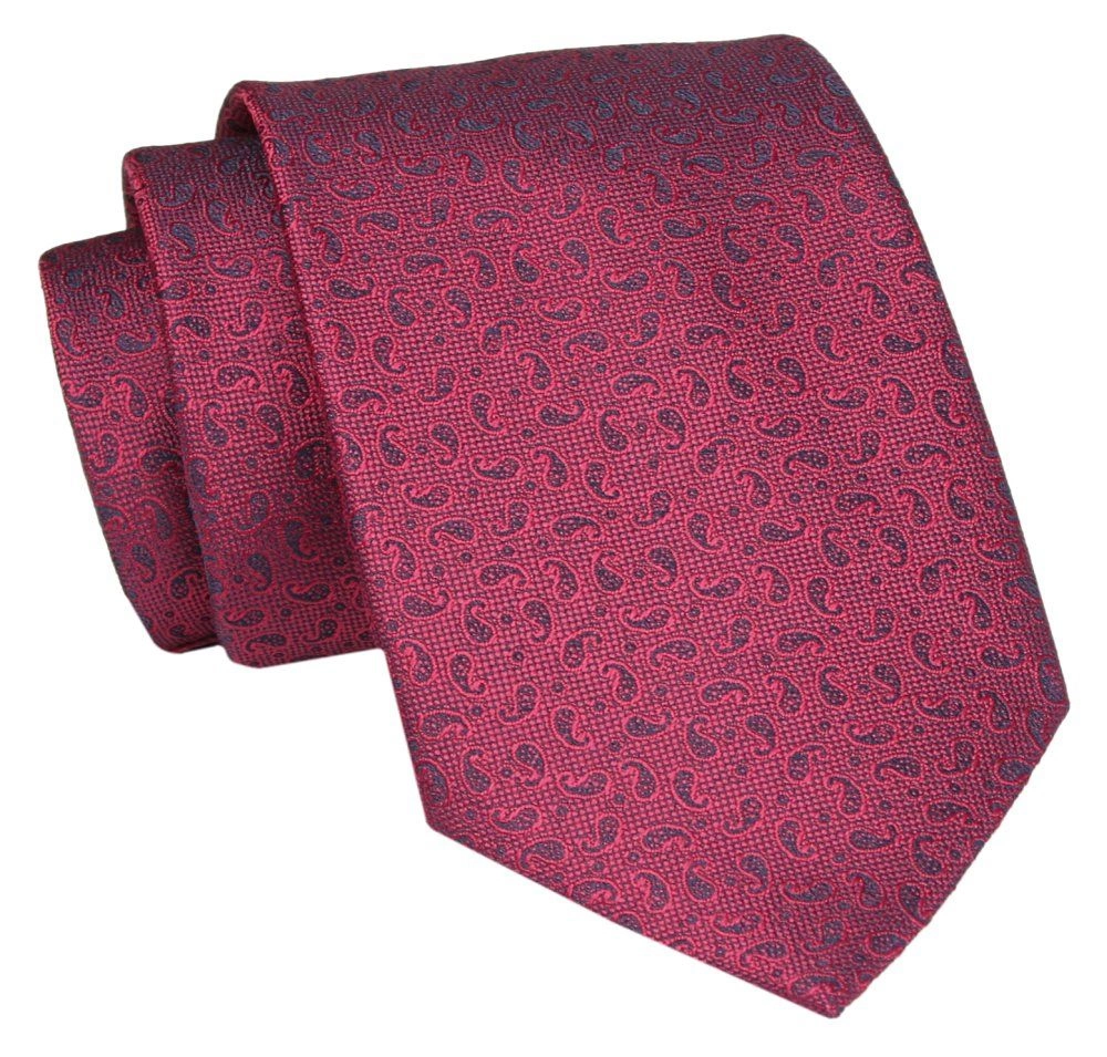 Męski Krawat - Ciemnoczerwony, Drobny Wzór - Angelo di Monti 