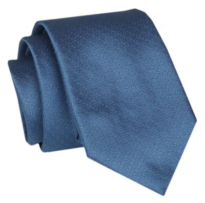 Męski Krawat - Niebieski, Drobna Faktura - Angelo di Monti 