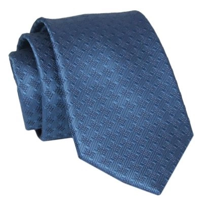 Męski Krawat - Niebieski z Fakturą - Angelo di Monti 