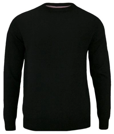 Sweter Czarny, Klasyczny U-neck Męski Bawełniany - Adriano Guinari