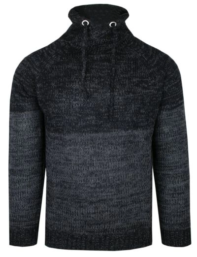 Męski Sweter z Wysokim Kołnierzem na Ściągacz – Brave Soul - Grafitowy Melanż