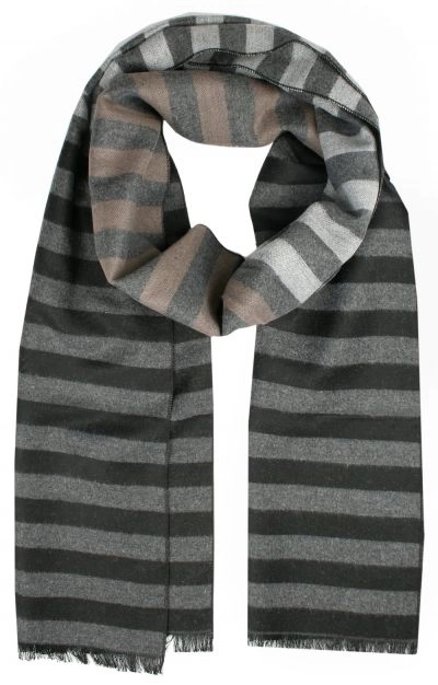 Męski Szalik Alties - Paski Poprzeczne, Czerń i Popiel