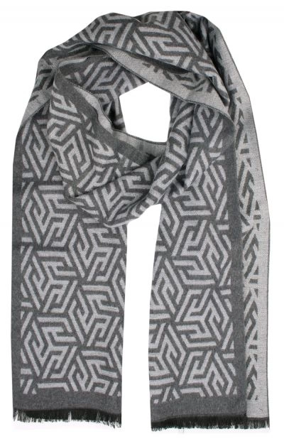 Męski Szalik Alties - Popiel, Wzór w Labirynt
