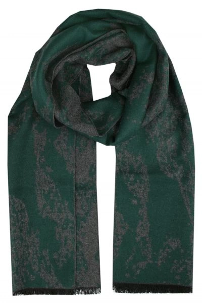 Męski Szalik z Wiskozy - Alties - Zieleń z Popielem