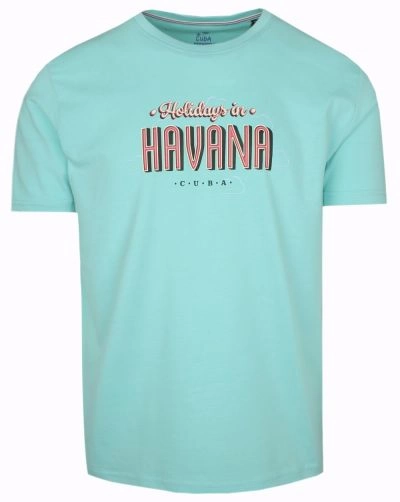 Męski T-Shirt marki Pioneer - Jasny Turkus, Wakacje w Hawanie