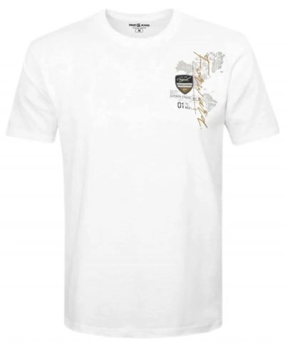 Męski T-Shirt - Pako Jeans - Biała z Niewielkim Nadrukiem