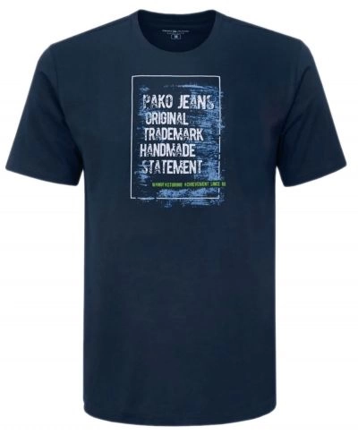 Męski T-Shirt - Pako Jeans - Granatowa, Print (Nadruk)