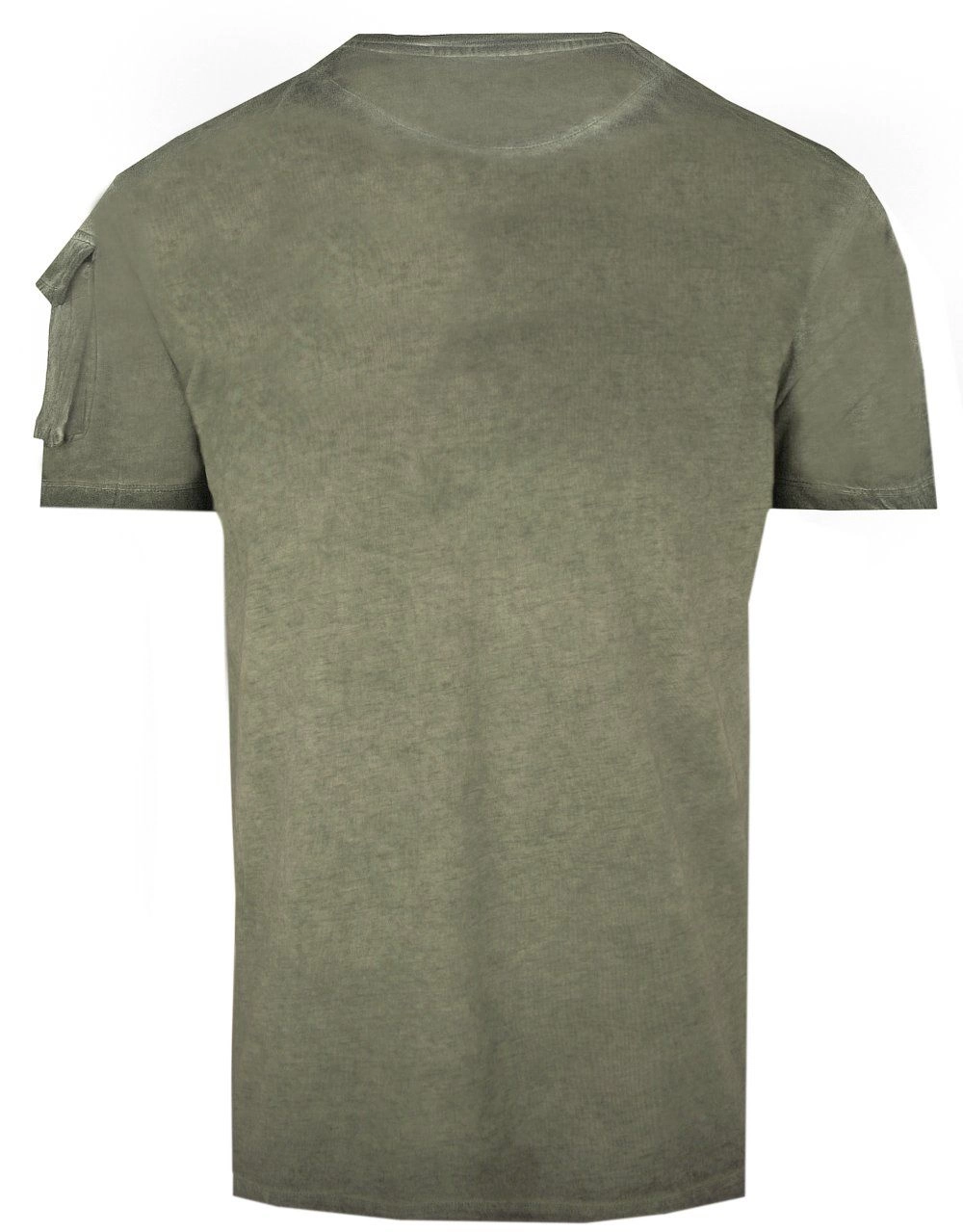 Męski T-Shirt - Vintage Look - Brave Soul - Oliwkowa