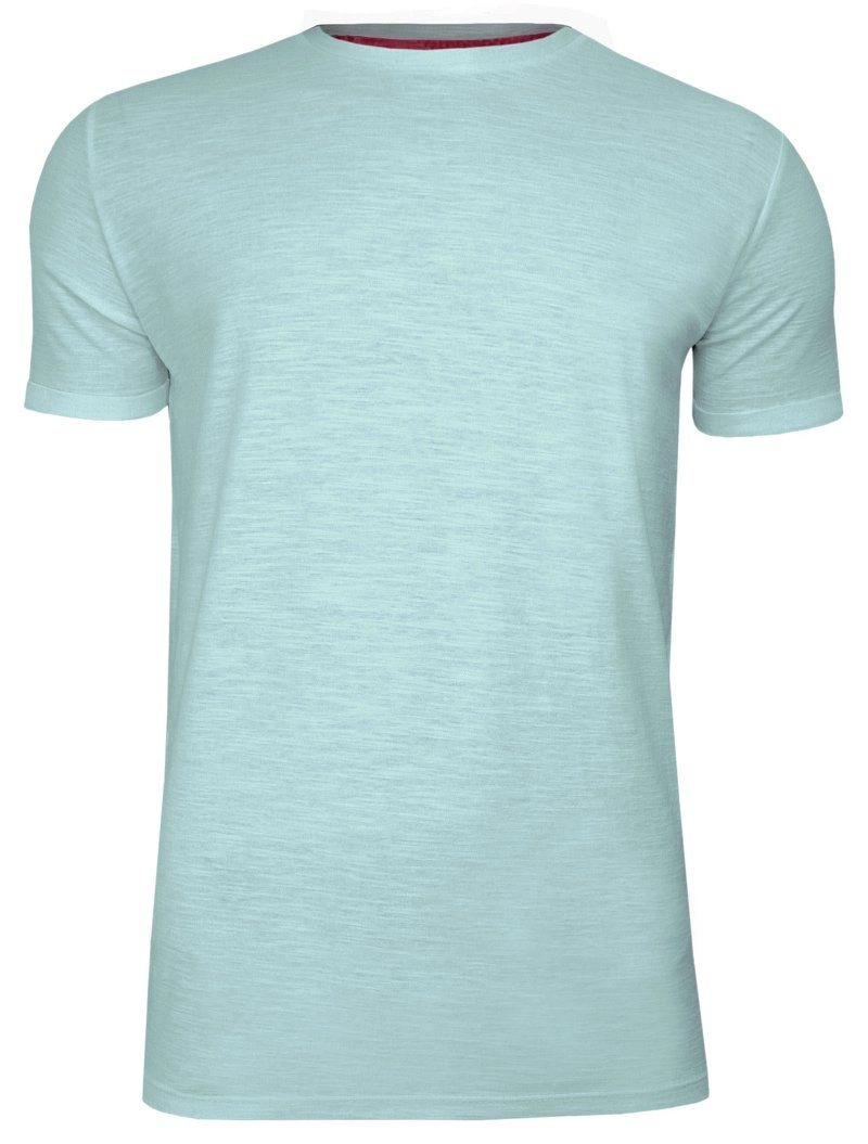 Miętowy Melanżowy Bawełniany T-Shirt Męski Bez Nadruku -Brave Soul- Koszulka, Krótki Rękaw, Basic