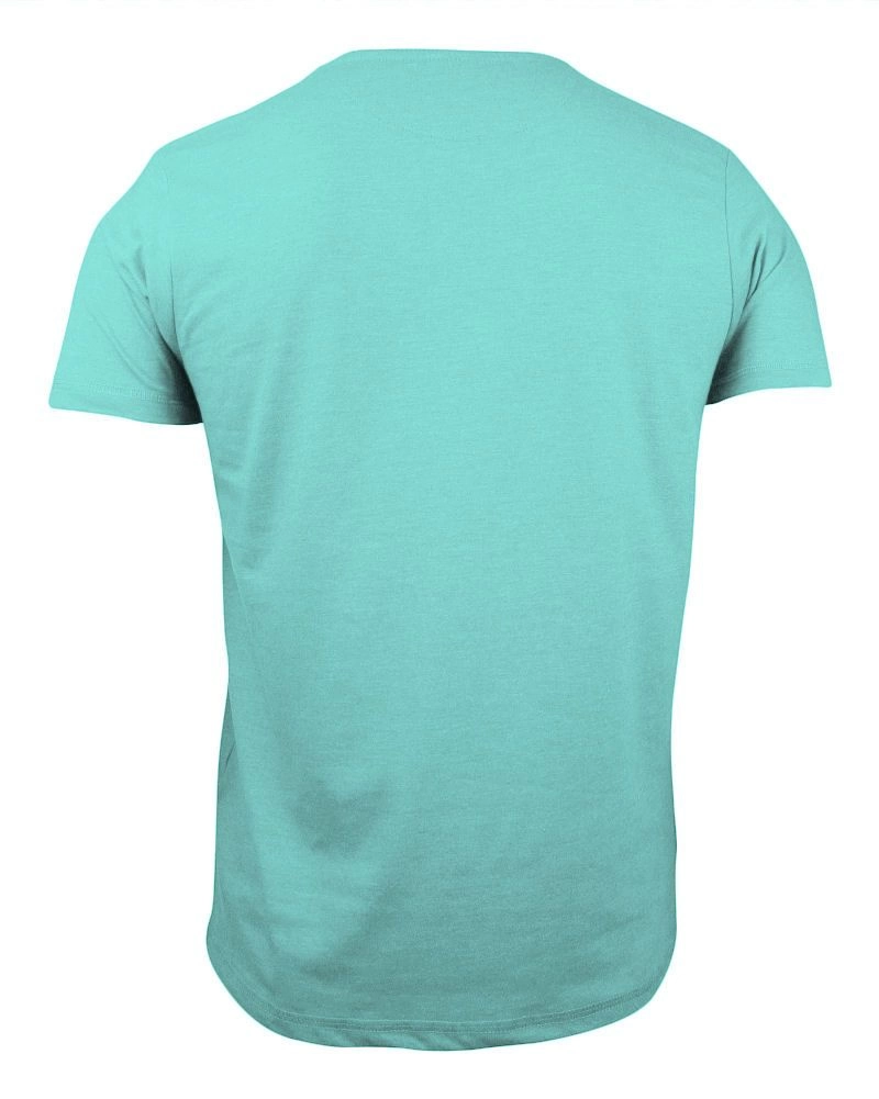 Miętowy T-Shirt (Koszulka) z Kieszonką, Bez Nadruku -Brave Soul- Męski, Okrągły Dekolt, Morski