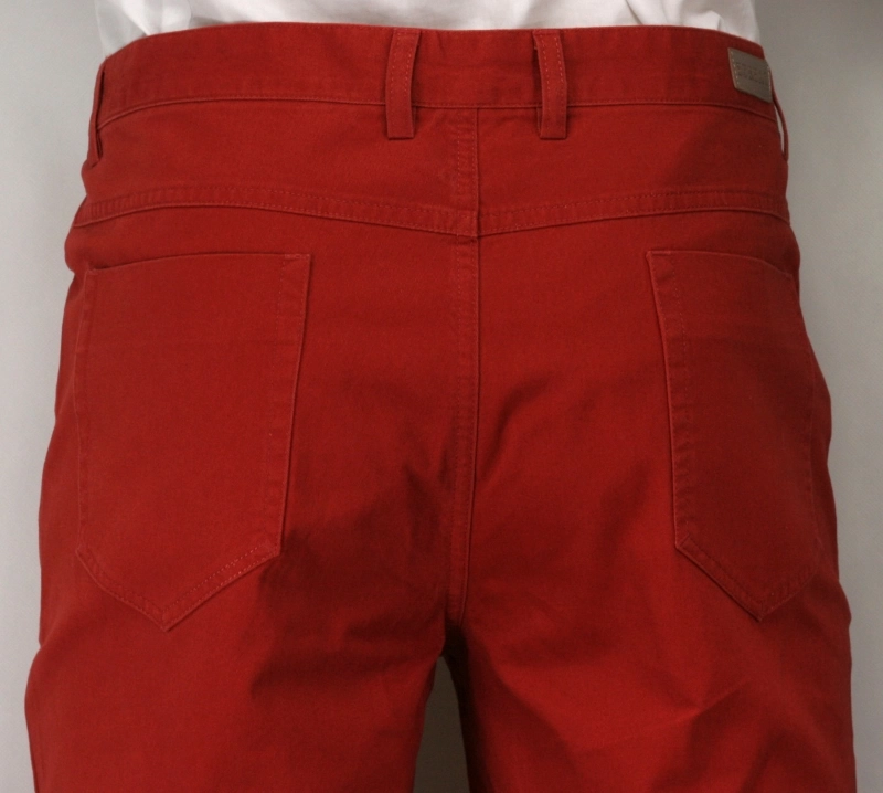 Casualowe Spodnie Męskie, 100% BAWEŁNA, Chinosy, Kolorowe, Czerwone
