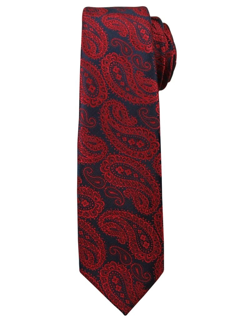 Modny i Elegancki Krawat Alties - Duży, Czerwony Wzór Paisley