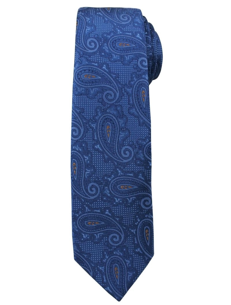 Modny i Elegancki Krawat Alties - Niebieski w Duży Wzór Paisley