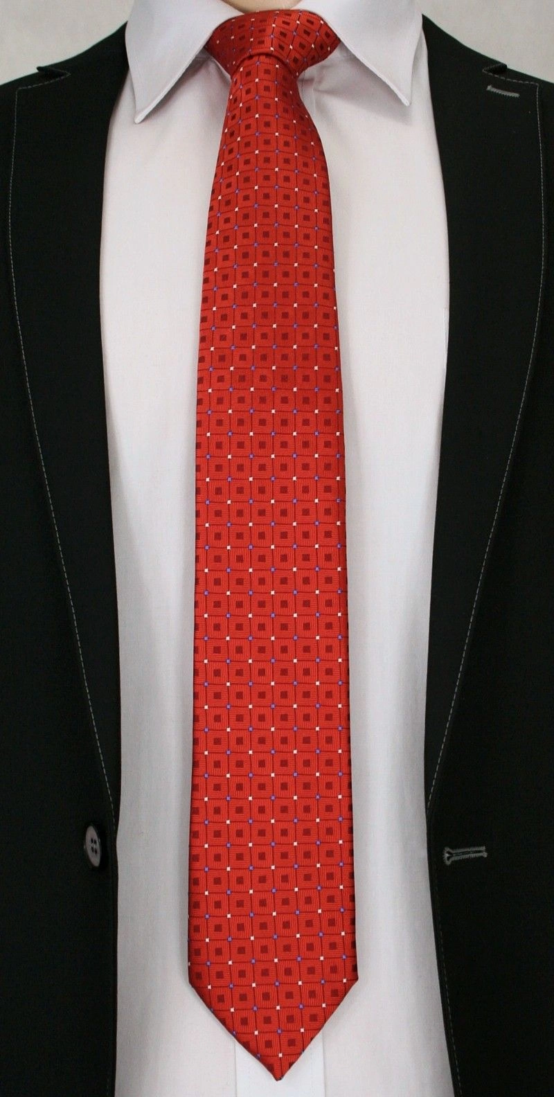 Jaskrawy, Męski Krawat w Oryginalny Wzór- Chattier - 6,7 cm - Pomarańczowy