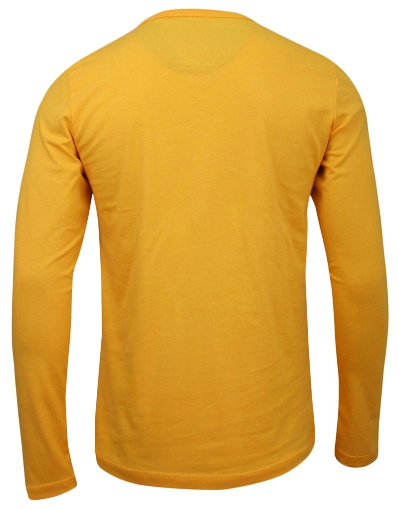 Musztardowy T-shirt (Koszulka) - Długi Rękaw, Longsleeve - Brave Soul, Męski, Żółty