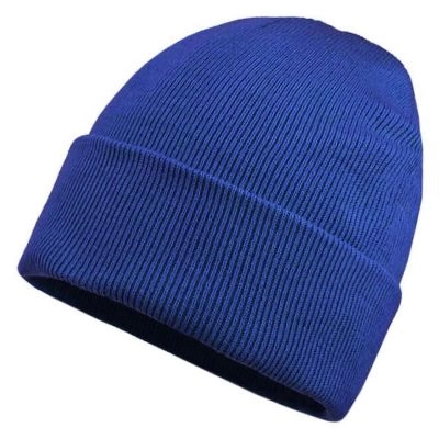 Niebieska, Błękitna Męska Zimowa Czapka -EM Men's Accessories- Ciepła, Beanie