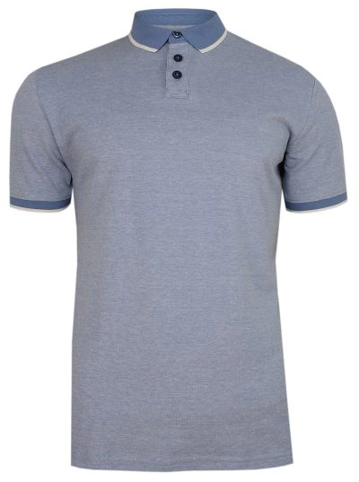 Niebieska Koszulka POLO, Męska, Krótki Rękaw -PAKO JEANS- T-shirt z Kołnierzykiem