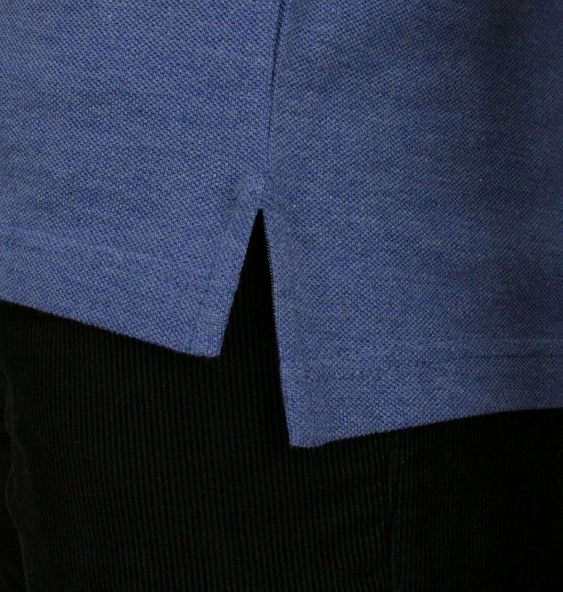 Niebieska Koszulka Polo z Kieszonką -100% BAWEŁNA- Chiao, Męska, Długi Rękaw