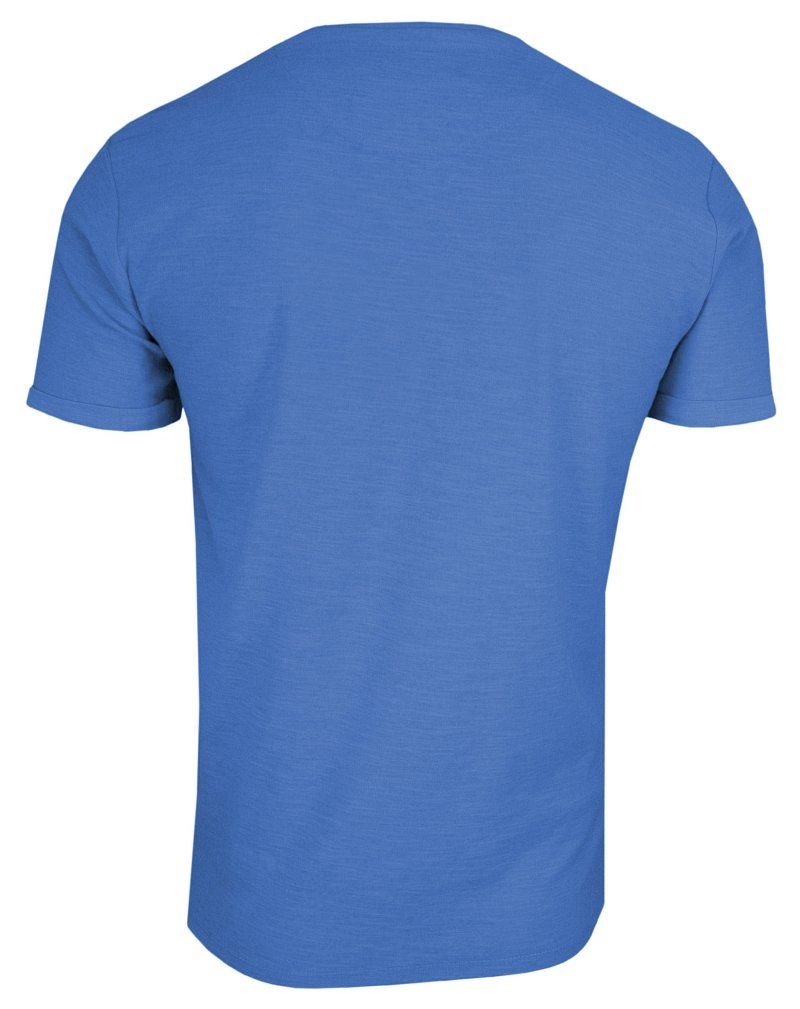 Niebieski Bawełniany T-Shirt Męski Bez Nadruku -Brave Soul- Koszulka, Krótki Rękaw, Basic, Melanż