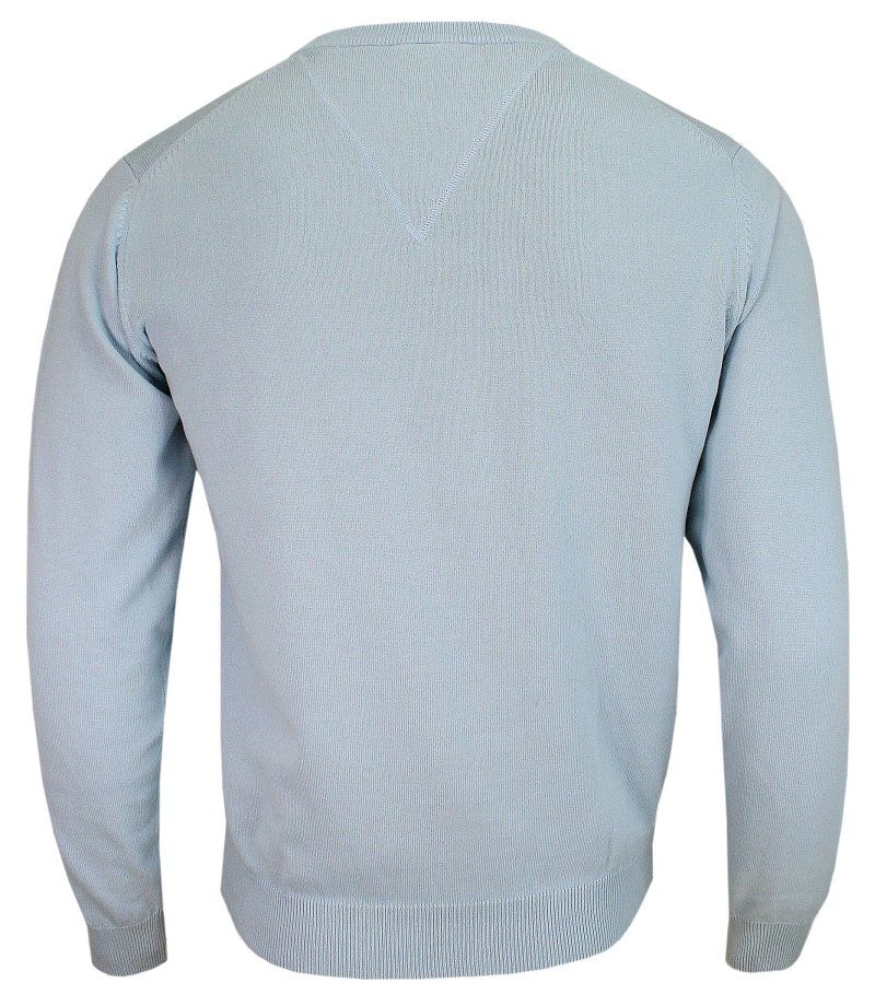Sweter w Serek, Niebieski, Błękitny (V-neck) -Adriano Guinari- Klasyczny, Męski