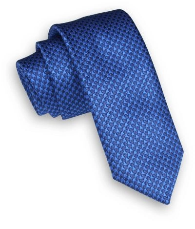 Niebieski, Chabrowy Klasyczny Męski Krawat -ALTIES- 6cm, w Drobny Rzucik, Pepitka