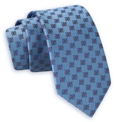 Niebieski Elegancki Krawat -Angelo di Monti- 6 cm, Męski, w Drobny Wzór Geometryczny