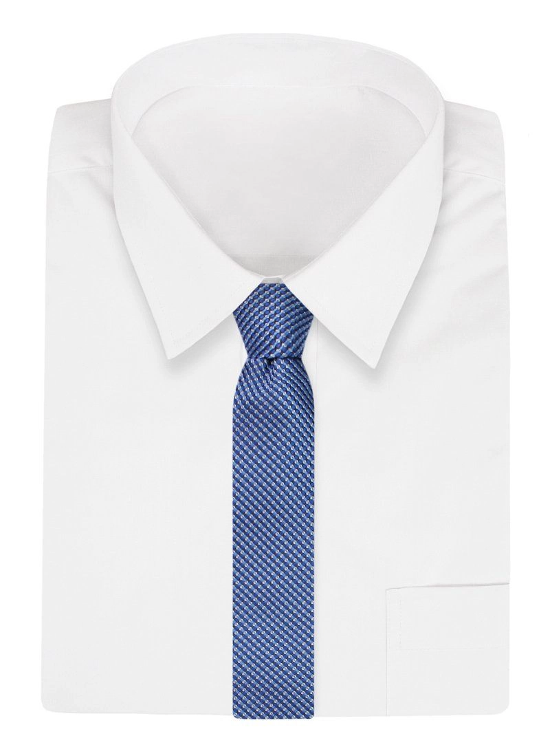 Niebieski Elegancki Krawat -Chattier- 6,5cm, Męski, w Drobny Wzór