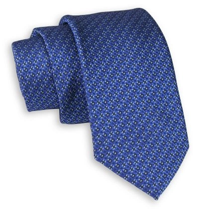 Niebieski Elegancki Krawat -Chattier- 6,5cm, Męski, Wzór Geometryczny