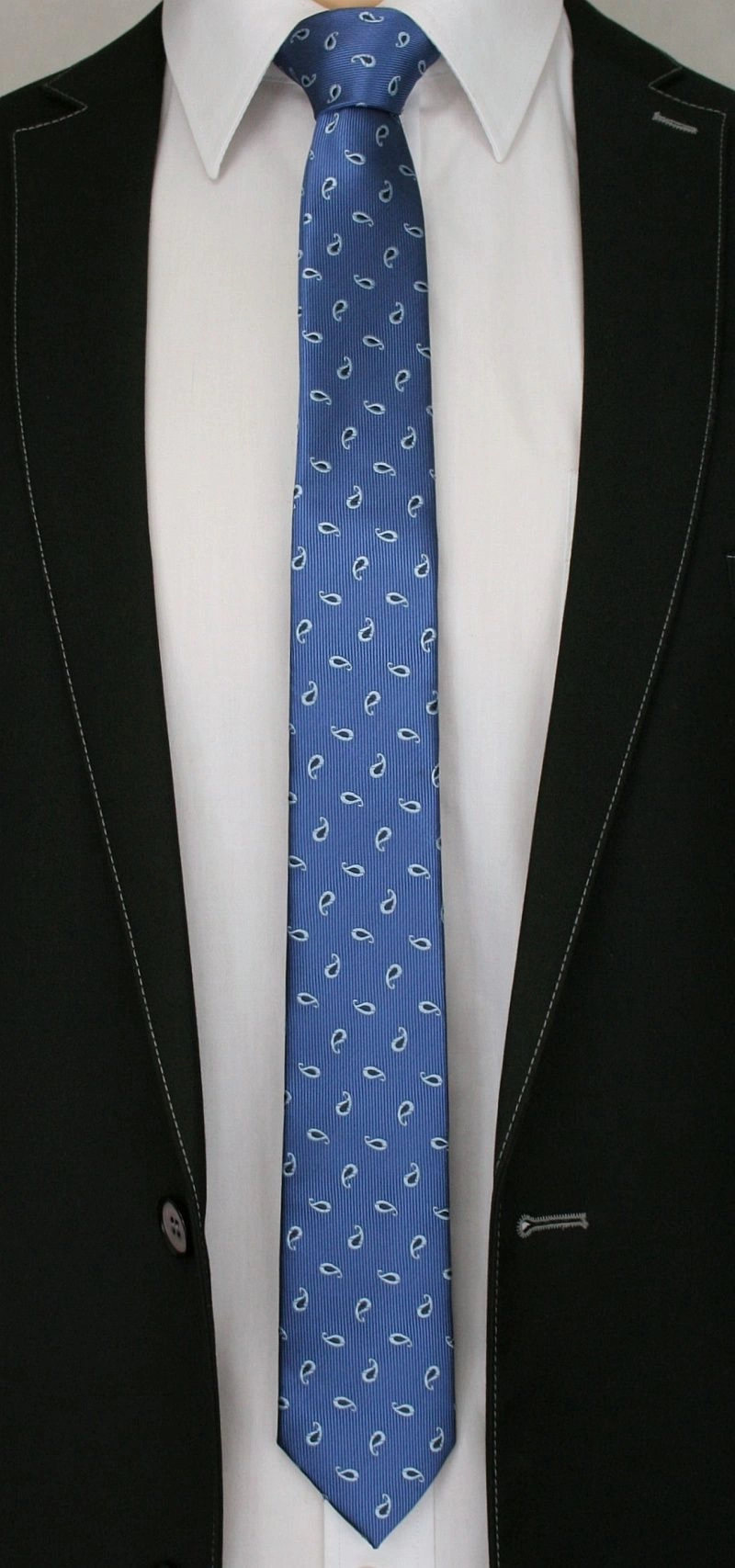 Niebieski Elegancki Męski Krawat -ALTIES- 6cm, Wzór Paisley, Klasyczny