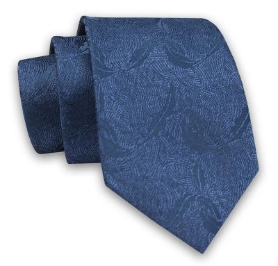 Niebieski Elegancki Męski Krawat -ALTIES- 7cm, Stylowy, Klasyczny, w Tłoczony Wzór