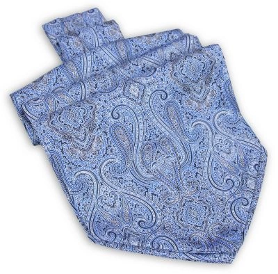 Niebieski Fular Męski -EM Men's Accessories- 100% JEDWAB, Paisley